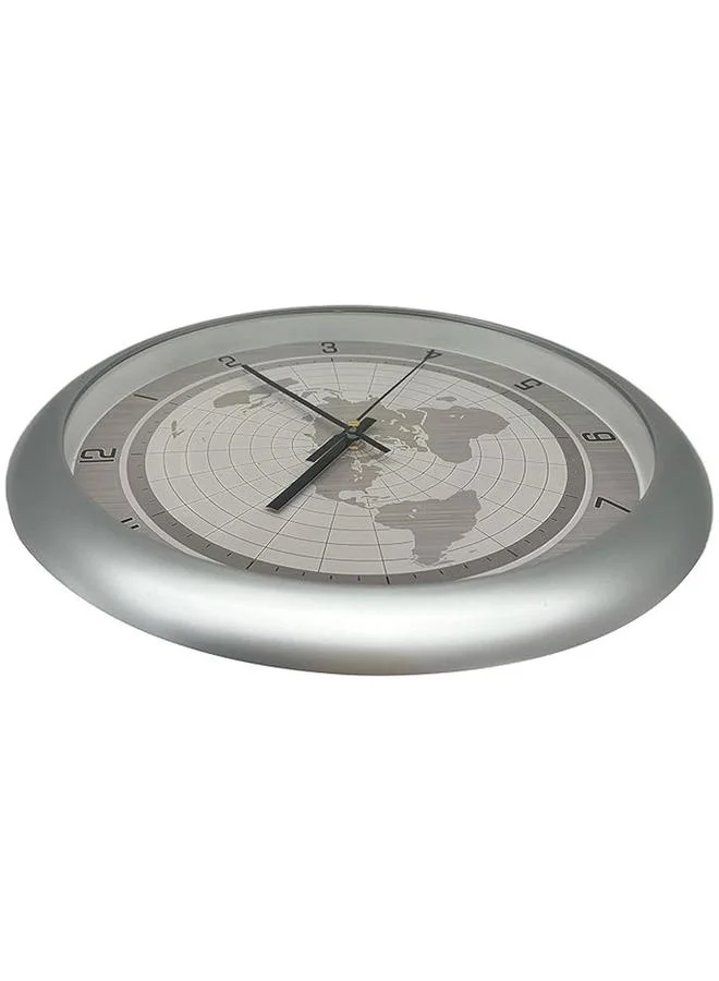 Orchid World Map Wall Clock, 36 Cm Silver