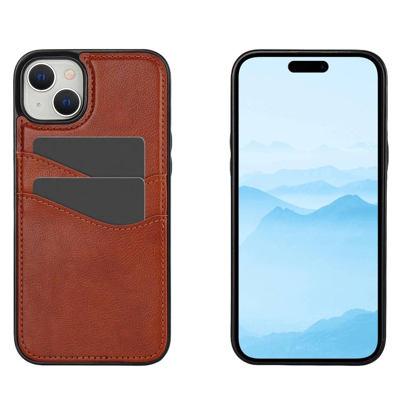 Protective Case | Brown | PU | Card Holder | Drop Protection | Shockproof Cover for iPhone 14 / 14 Plus / 14 Pro / 14 Pro Max - Image 5