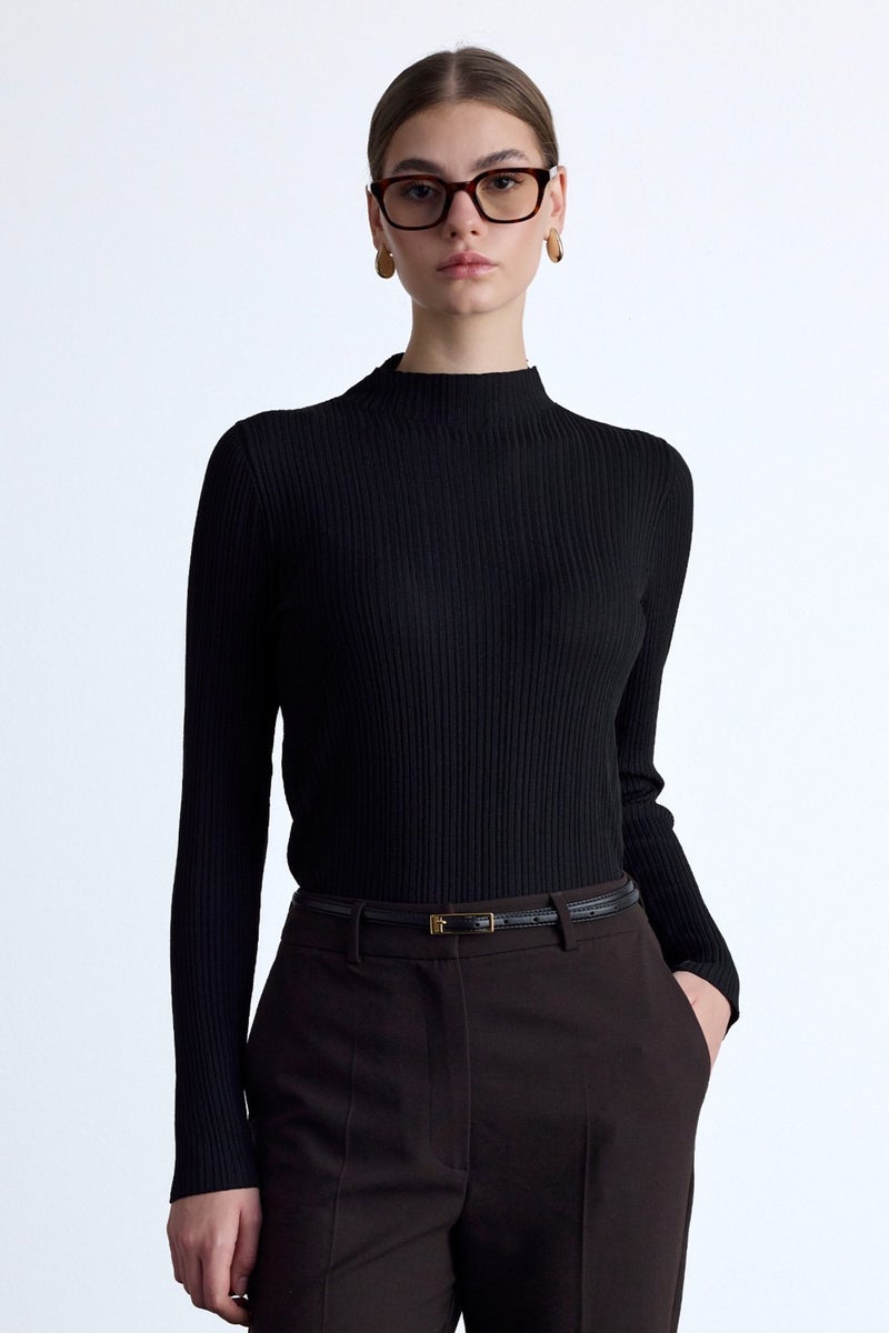 Manuka High Neck Knit Blouse Black  - Image 5