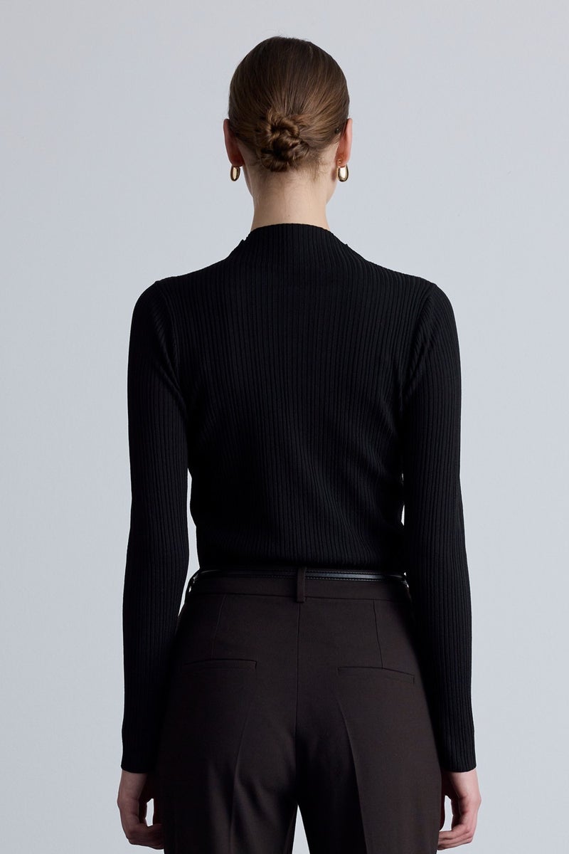 Manuka High Neck Knit Blouse Black  - Image 4