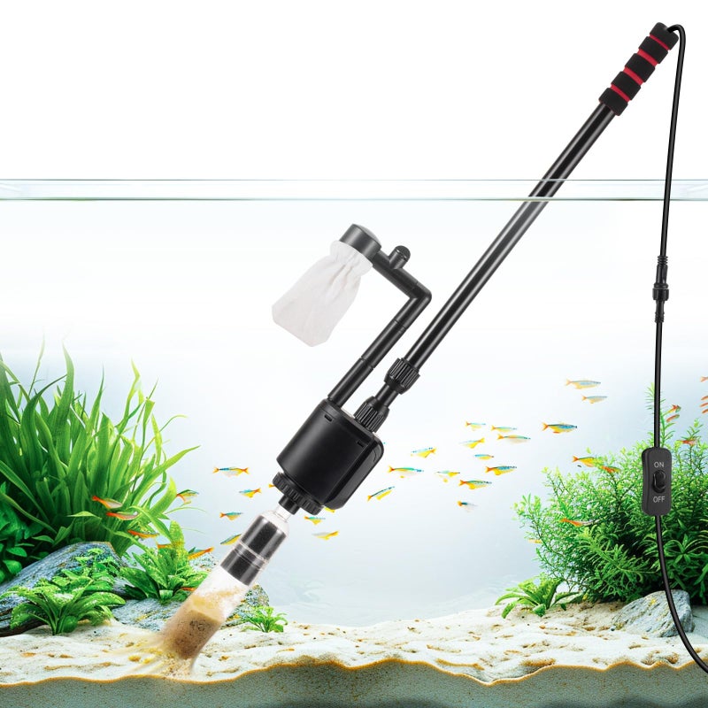 AQQA Aquarium Gravel Cleaner Kit, 6 in 1 Electric Fish Tank Vacuum Cleaning Tools Water Changer, Multifunction Wash Sand Filter Water Circulation 20W 320GPH 110V - Image 1