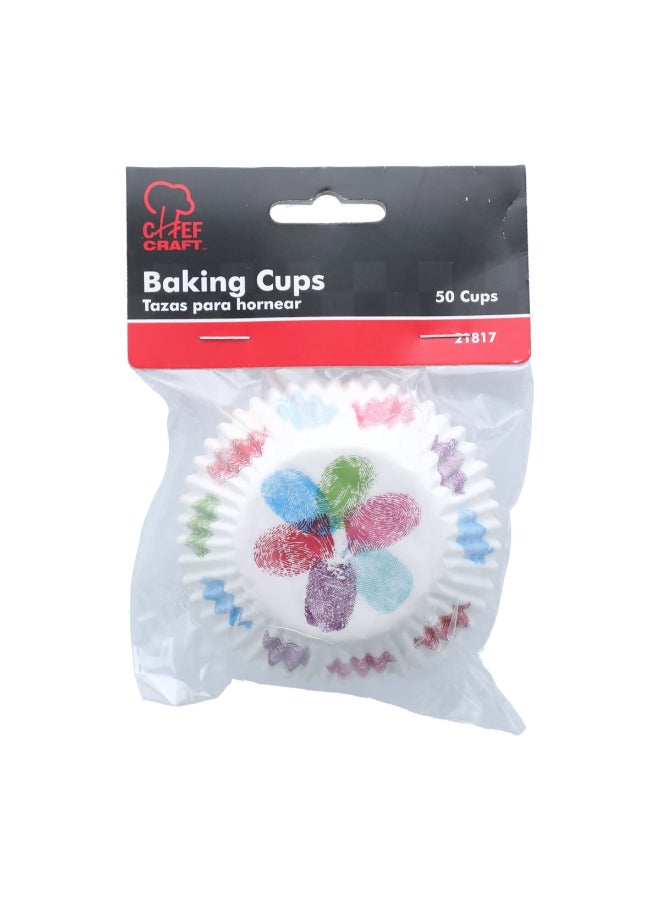 شيف كرافت مجموعة اكواب خبز ورقية بطبعة بصمات الابهام من ، مكونة من 50 قطعة، متعددة الالوان 9.8 x 4.6 x 13.4 سم 21817 - Image 3