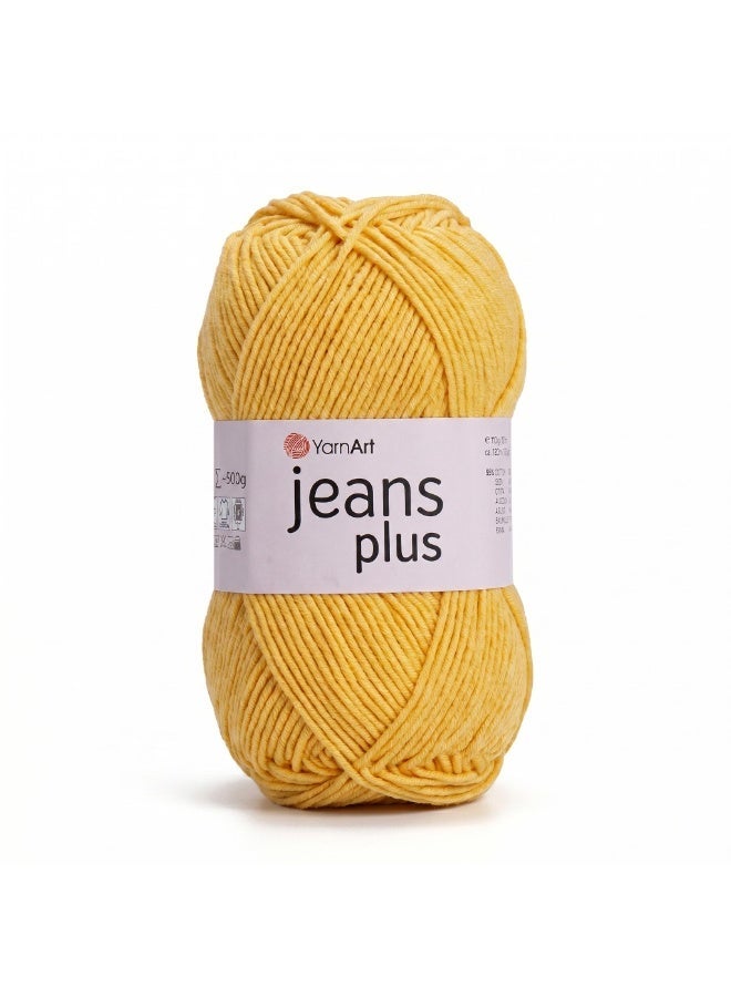 YarnArt Jeans Plus Yarn, Yellow (Color 35), Cotton-Acrylic Blend, 100g - Image 1