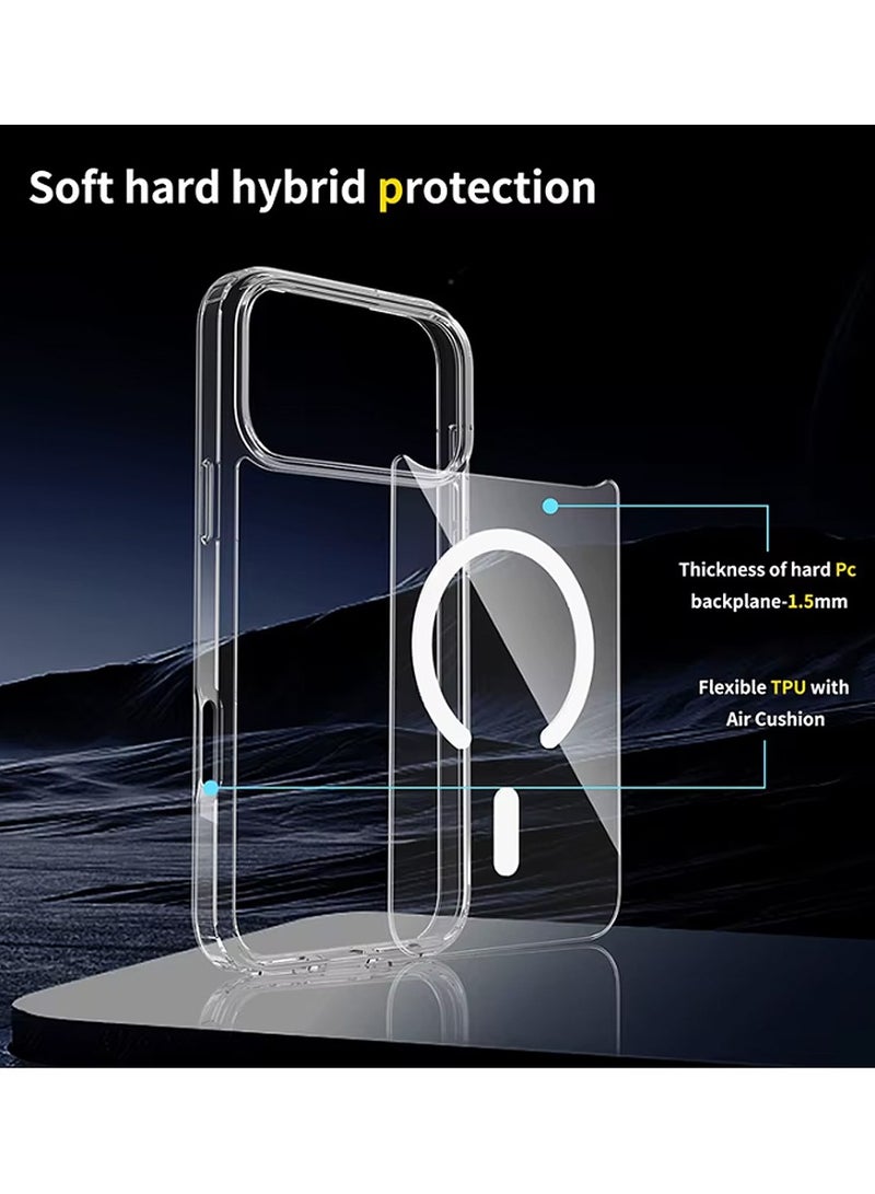 Techie iPhone 17 Pro Max Case Clear MagSafe – Slim Shockproof Anti-Yellowing Protective Cover with Acrylic Hard Back & TPU + PC Bumper, Wireless Charging Compatible - Image 4