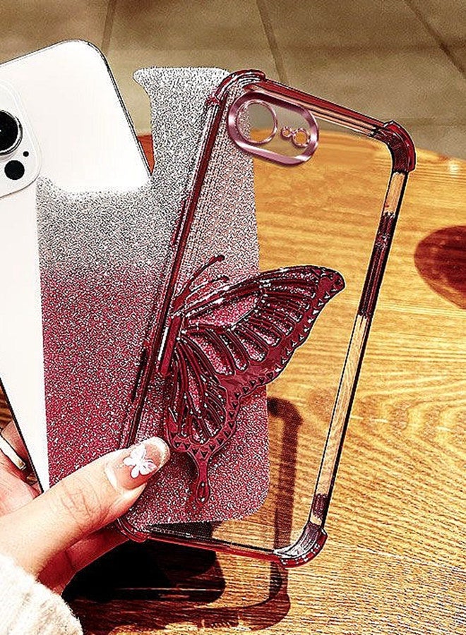 Glitter Case for iPhone 16e，Camera Lens Protector，Sparkly Butterfly Kickstand， Luxury Gradient Shockproof iPhone 16 e Cover for Women Girls Gift，Blue - Image 5