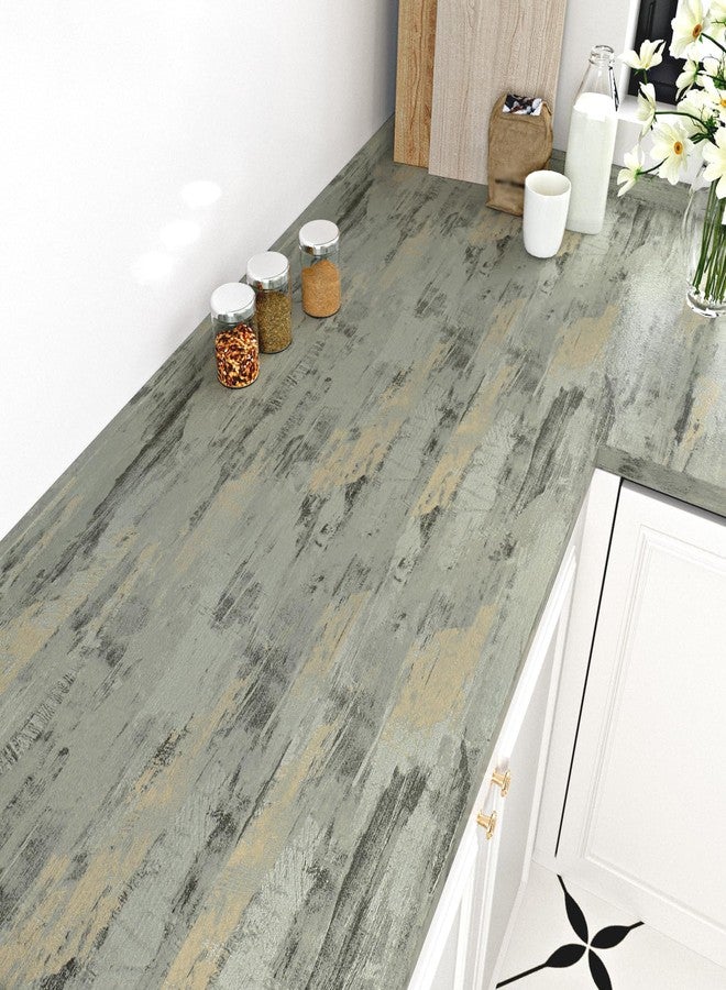 Wallercity Vintage Gray/Brown Wood Grain Contact Paper for Table Tops Faux Wood Peel and Stick Countertops Wallpaper for Cabinets Self Adhesive Textured Wall Paper for Shelf Drawer Liner 15.8''x78.7'' - Image 2