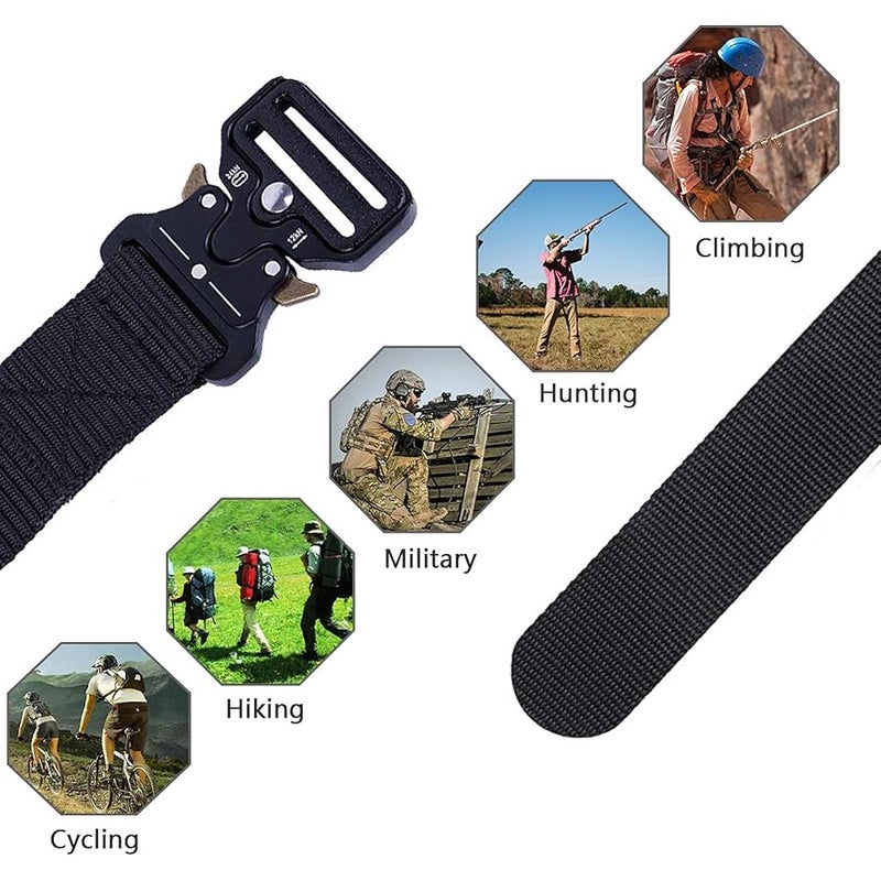 MOZETO Tactical Belts for Men Military Style Work Hiking Riggers Web Gun Belt with Heavy Duty Quick Release Metal Buckle - Image 4