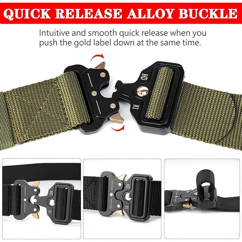 MOZETO Tactical Belts for Men Military Style Work Hiking Riggers Web Gun Belt with Heavy Duty Quick Release Metal Buckle - Image 2