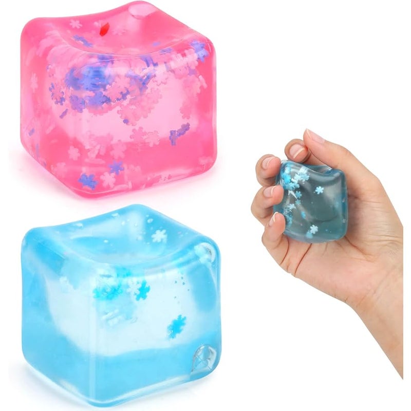 Gretex Fidget Toy for All Ages: 2 Pack Soft Sensory Fidget Ice Cube Stress Ball Squishy Cube Stress Relief Toys for Kids, Teens and Adults Party Favors, Birthday Gift for Kids Age 3+ - Image 1