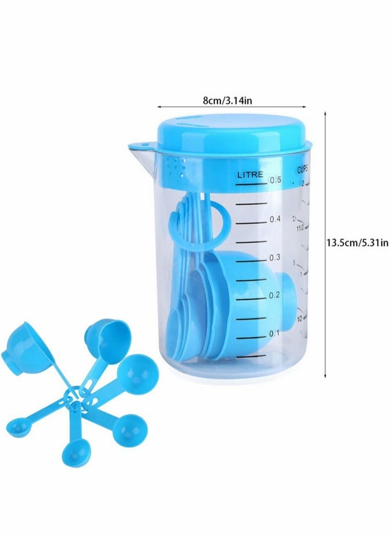 KASTWAVE Stackable Spoons Set, 7 Pcs Stackable Spoons with 500ml Measuring Cups - Image 3