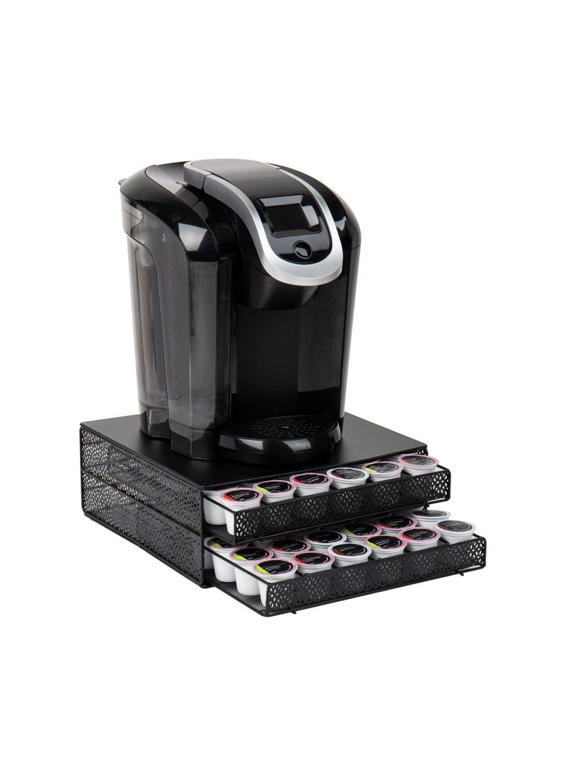 Mind Reader Mind Reader Single Serve Coffee Pod Organizer with 2 Drawers 72 Pod Capacity Metal Mesh 13L x 1275W x 5H Black 