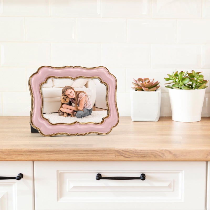 PHAREGE 4x6 Vintage Picture Frame Pink Gold, Ornate Antique Picture Frame for 4 by 6 Photo, Retro Photo Frame for Tabletop Vertical or Horizontal Display, 1 Pack - Image 3