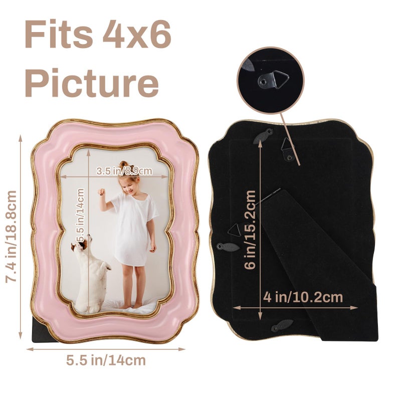 PHAREGE 4x6 Vintage Picture Frame Pink Gold, Ornate Antique Picture Frame for 4 by 6 Photo, Retro Photo Frame for Tabletop Vertical or Horizontal Display, 1 Pack - Image 5