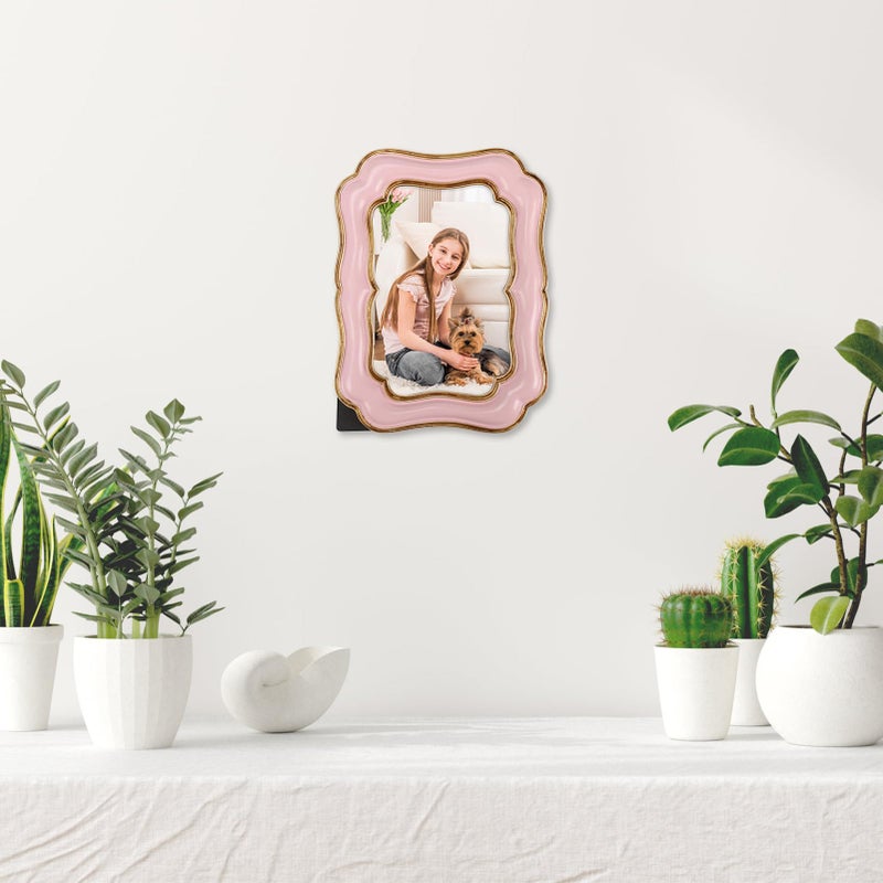 PHAREGE 4x6 Vintage Picture Frame Pink Gold, Ornate Antique Picture Frame for 4 by 6 Photo, Retro Photo Frame for Tabletop Vertical or Horizontal Display, 1 Pack - Image 4