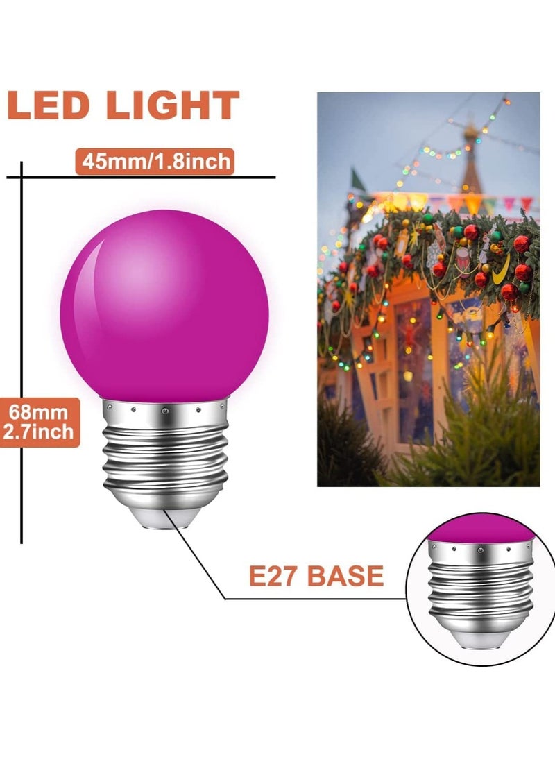 Colored Bulbs 1W E27 Lighting Bulbs 5Pcs Multicolor String Light Bulbs Globe Light Bulb for Outdoor Patio Decor Backyard Cafe Garden Party Festive Outdoor Decoration - Image 2