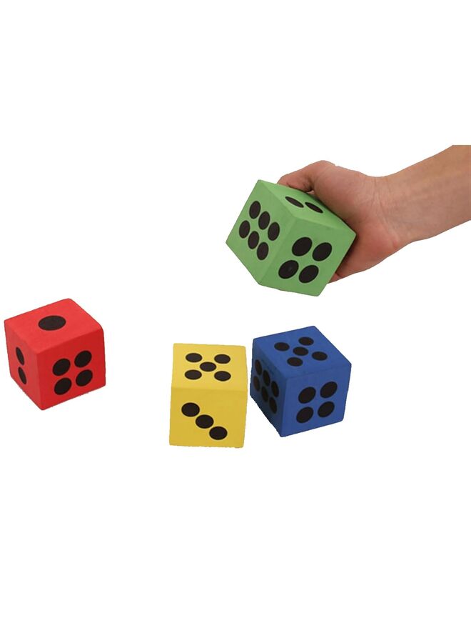 يُسلِّم مجموعة نرد رغوية ملونة مكونة من 4 قطع من النرد الضخم لألعاب الرياضيات والأنشطة الصفية ولوازم الحفلات وجوائز الكرنفال وأداة تعليمية ونرد مكعب للتجمعات العائلية والزوجية - Image 2