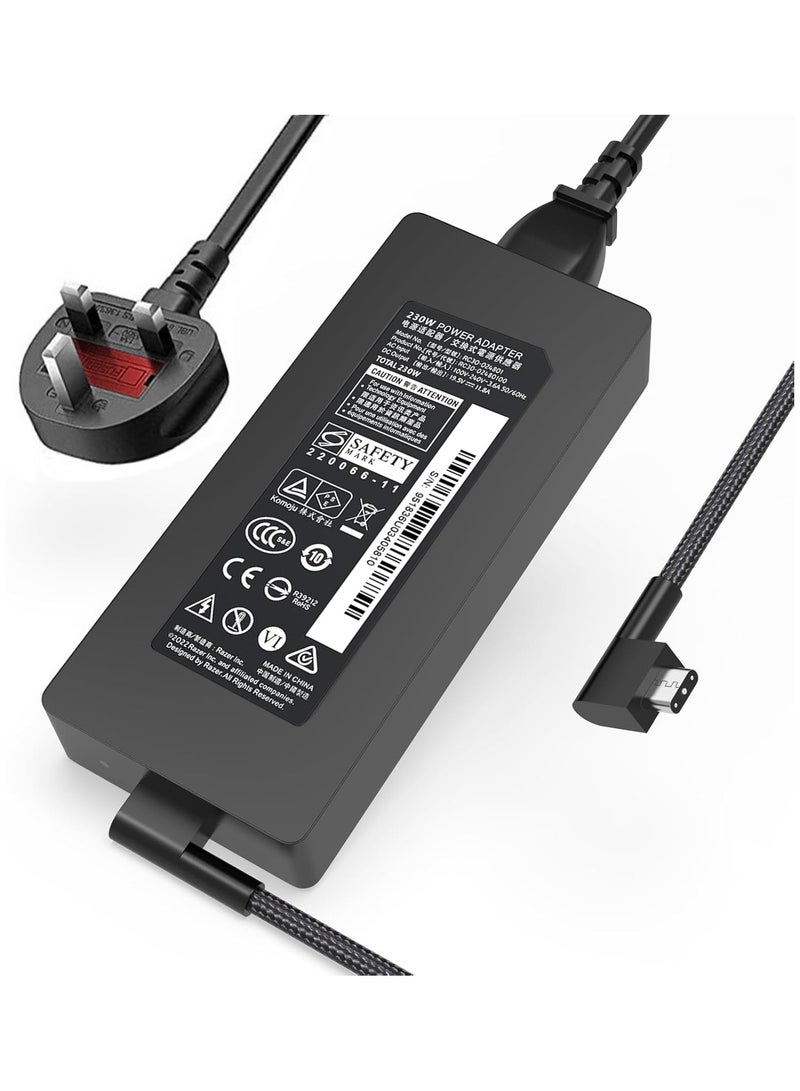 230W Laptop Charger for Razer Blade 14 15 17 Razer Blade Pro 17/4K,19.5V/ 11.8A AC Adapter for Razer Blade RZ09 Series RTX4060 RTX4070 RTX3070 RTX3060 RTX3080 Gaming Laptop Power Cord (3-Prong) - Image 1