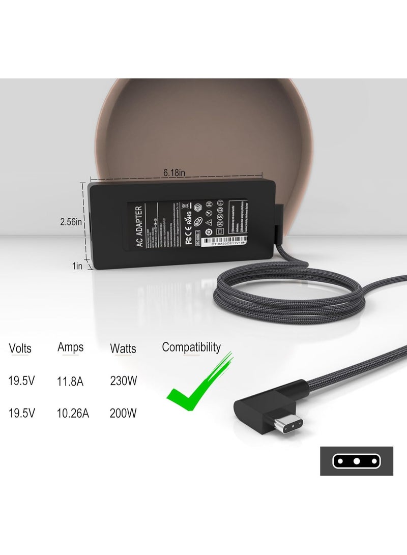 230W Laptop Charger for Razer Blade 14 15 17 Razer Blade Pro 17/4K,19.5V/ 11.8A AC Adapter for Razer Blade RZ09 Series RTX4060 RTX4070 RTX3070 RTX3060 RTX3080 Gaming Laptop Power Cord (3-Prong) - Image 3