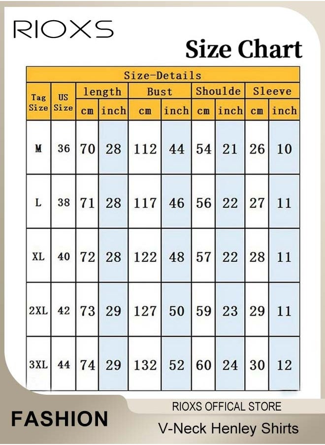 RIOXS - Men's Shirts, Short Sleeve V-Neck Henley Shirts, Mens Loose Linen Button-Up Tops, Summer Casual Beach Shirts For Men, Textured Shirts With Pocket, For Daily, Party, Date, Wedding, Office, Home And Travel Wear - Image 1
