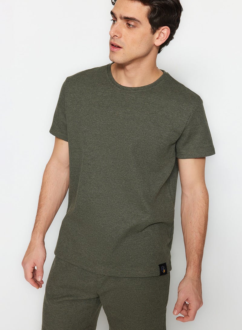 trendyol Khaki Regular Fit Pajama Set with Shorts TMNSS23PT00036 - Image 3