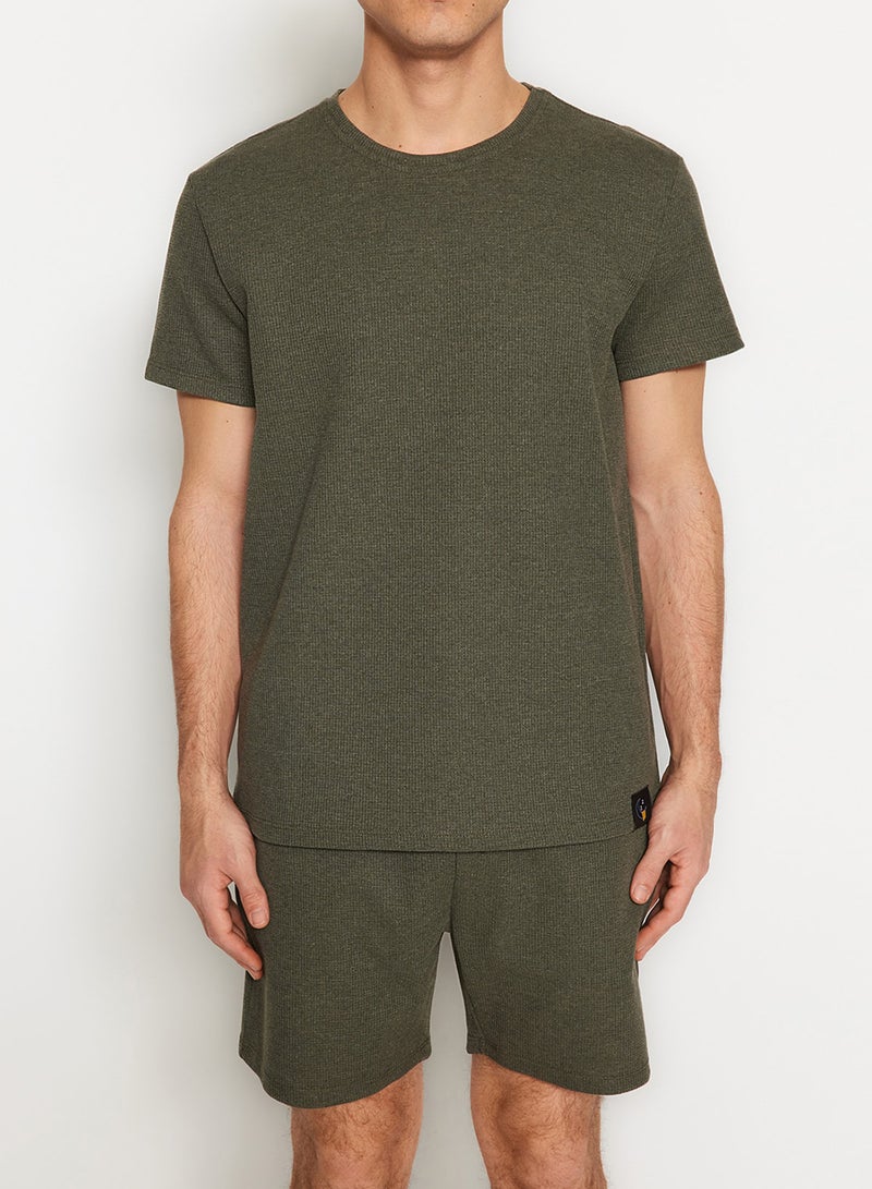 trendyol Khaki Regular Fit Pajama Set with Shorts TMNSS23PT00036 - Image 4