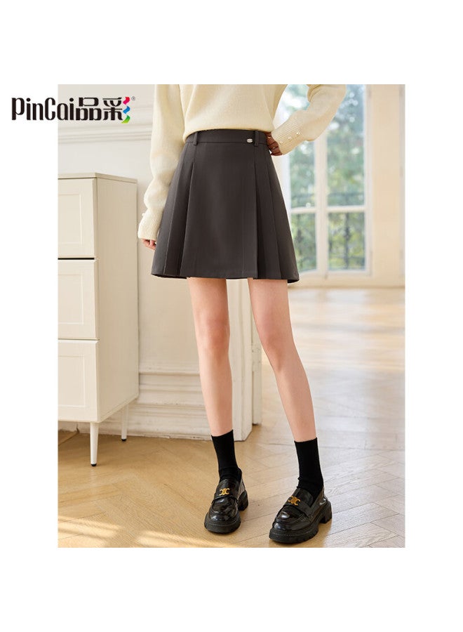 Pincai Women's High Waist Slimming Suit A-line Skirt Fashion College Style Pleated Skirt P51b007