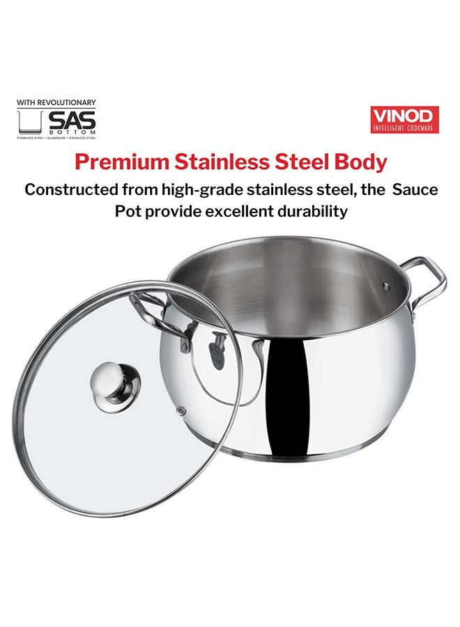 VINOD Vinod Almaty Stainless Steel Casserole with Glass Lid 2.9 litre, 18 cm | 2.6mm Thick Base |Casserole Sturdy Riveted Handle | 2 Year Warranty | Induction & Gas Base  - Image 4