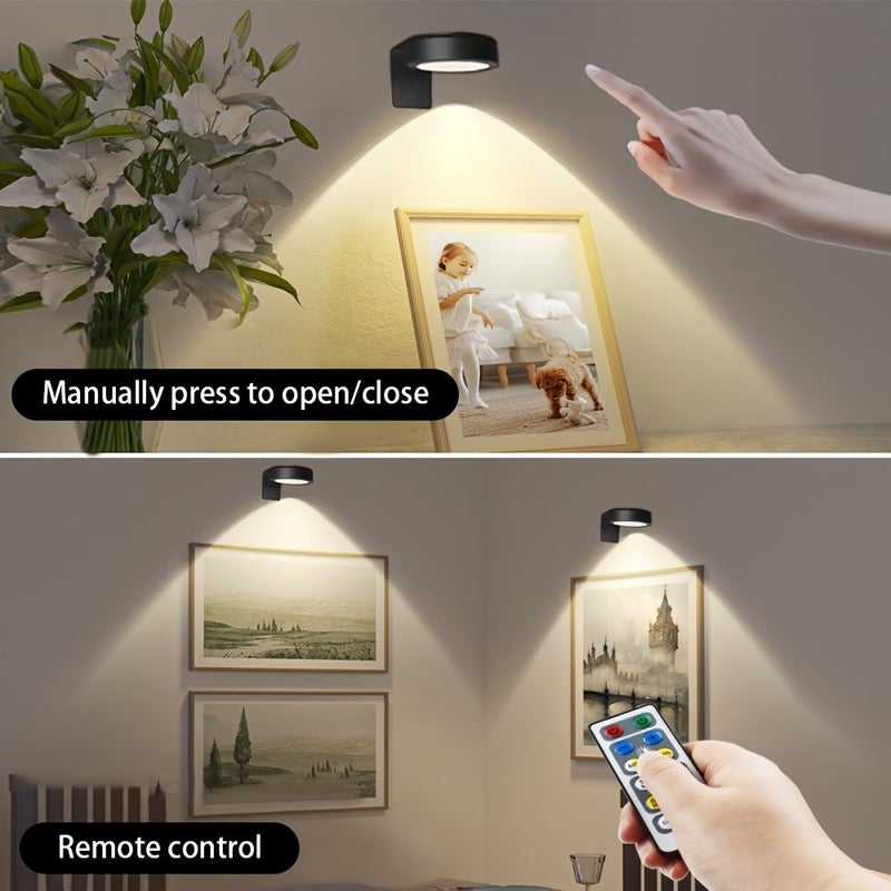 White Shell Remote Controlled 5 LED Battery Powered Wall Sconce Lamp With Timer Magnet Dimmable Decorative Spotlight For Kitchen Cabinet - Image 4
