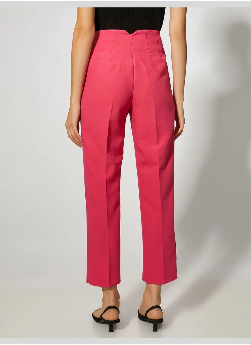 KOTON Stitch Detail Crop Trousers Pocket