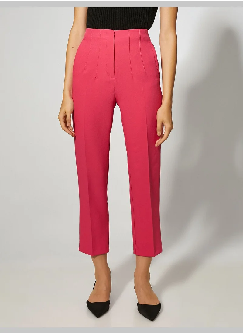 KOTON Stitch Detail Crop Trousers Pocket