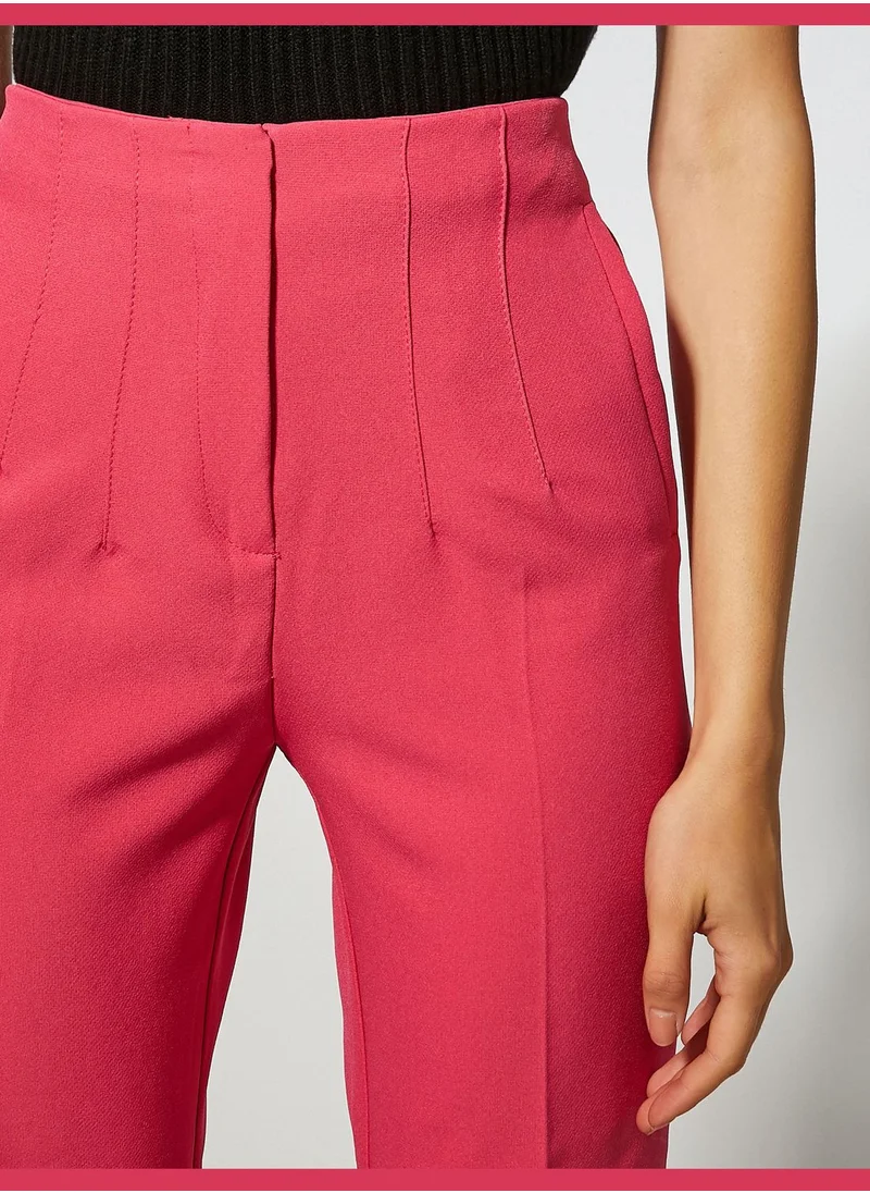 KOTON Stitch Detail Crop Trousers Pocket