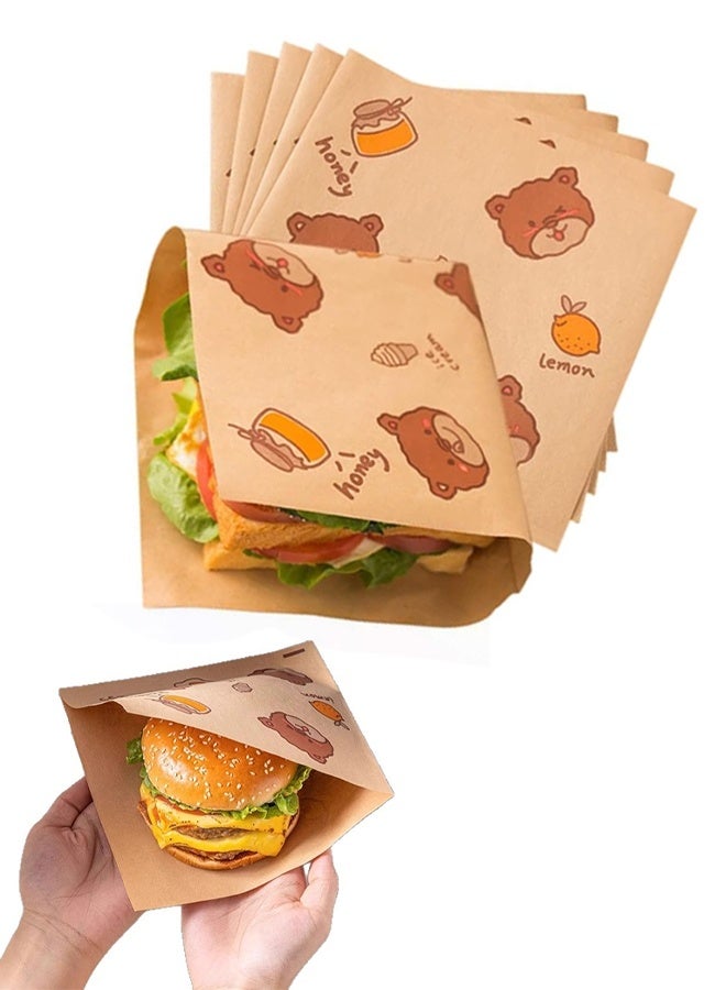 CMGTYYD 150 Pcs Kraft Paper Sandwich Bags, 5.51x5.51" Flat Wrap Sheets - Recyclable & Eco-Friendly Kitchen Wrappers for Lunch, Burgers, Snacks, Cookies, Bread & More - Image 1