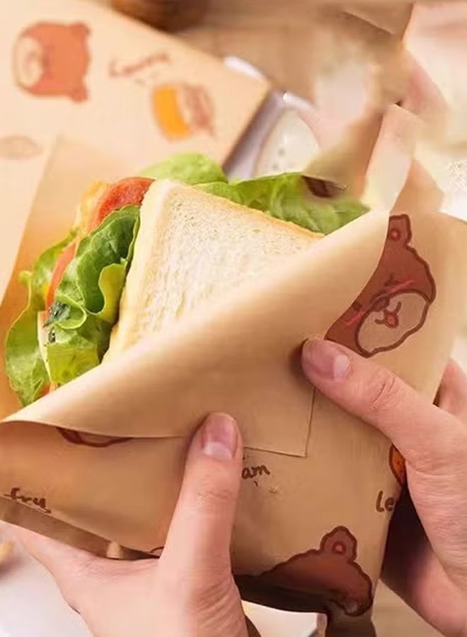 CMGTYYD 150 Pcs Kraft Paper Sandwich Bags, 5.51x5.51" Flat Wrap Sheets - Recyclable & Eco-Friendly Kitchen Wrappers for Lunch, Burgers, Snacks, Cookies, Bread & More - Image 2