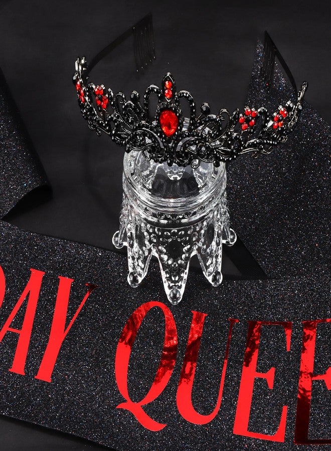 COCIDE Birthday Sash for Women Happy Birthday Crown Tiaras for Women Queen Princess Headband for Party Decoration Girl Black and Red Sahes Hair Accessories Favors Gift - Image 5