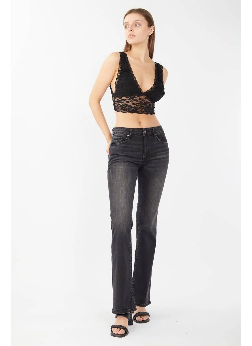 Banny Jeans Women's Flared Anthracite Jeans