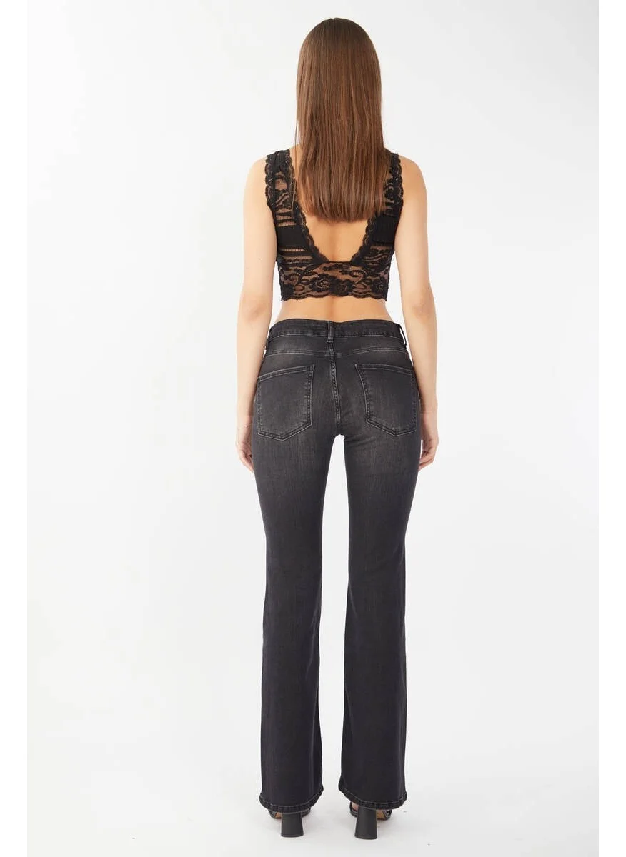 Banny Jeans Women's Flared Anthracite Jeans