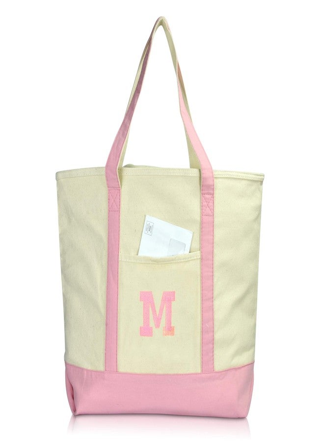 داليكس حقيبة داليكس توت مزينة بحروف أولية شخصية، لون وردي، بسحاب علوي، حرف M بارز - Image 4