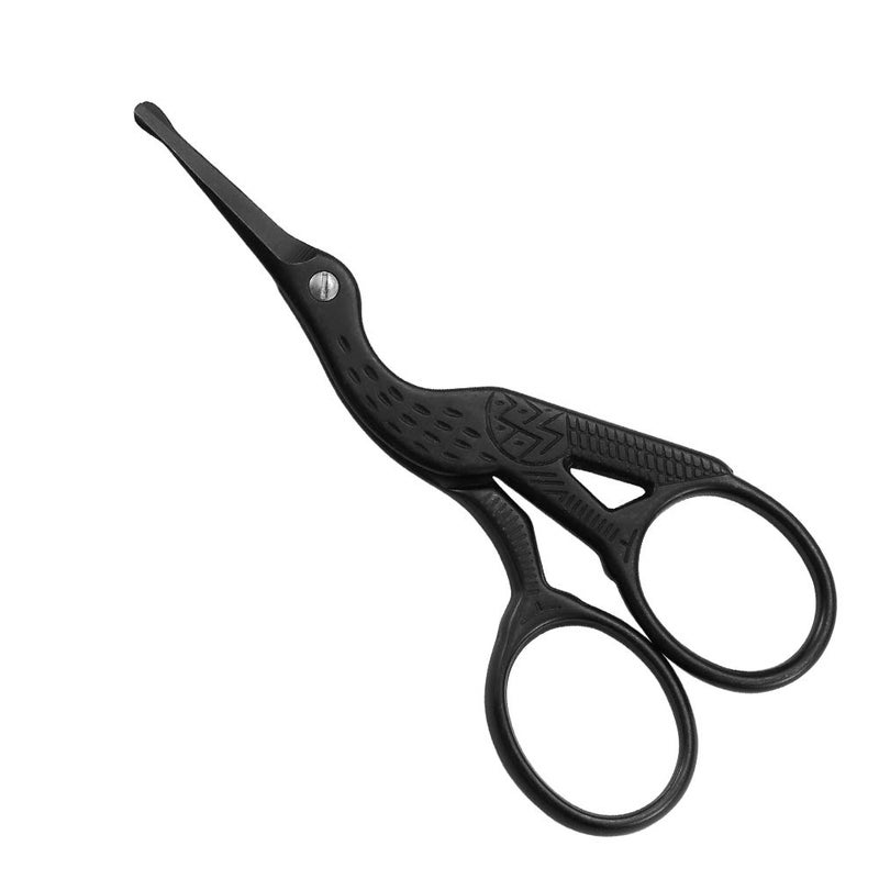 LIVINGO 35 Rounded Tip Vintage Stork Scissors Professional Stainless Steel with Black Titanium Coated Cuticle Pedicure Beauty Grooming Scissors for Eyebrow Facial Hair Dry Skin Nose Hair