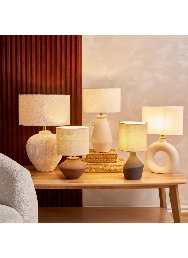 Ceramic Table Lamp With Berber Fleece Shade 47.5 Cm