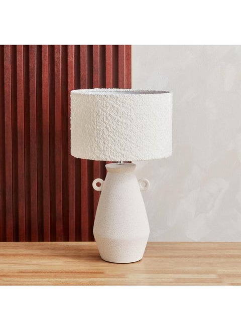 Ceramic Table Lamp With Berber Fleece Shade 47.5 Cm