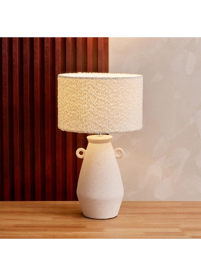 Ceramic Table Lamp With Berber Fleece Shade 47.5 Cm