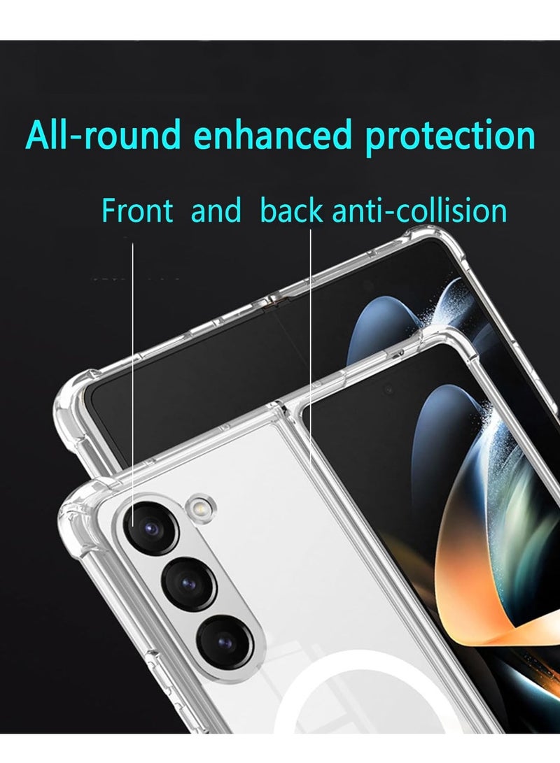 BORTONY Samsung Z Fold 6 Magnetic Case Compatible with MagSafe Crystal Clear Anti Yellowing Shockproof Hard PC Protective Phone Case Cover for Samsung Galaxy Z Fold 6 - Image 3