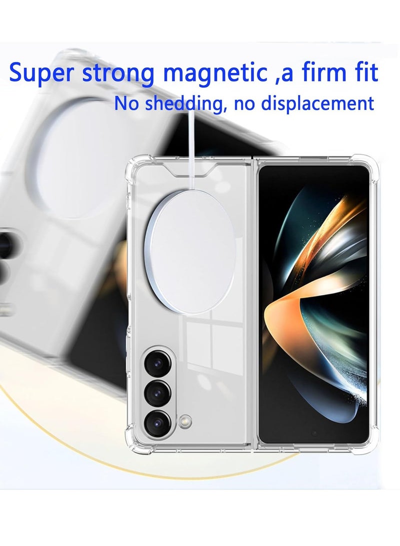 BORTONY Samsung Z Fold 6 Magnetic Case Compatible with MagSafe Crystal Clear Anti Yellowing Shockproof Hard PC Protective Phone Case Cover for Samsung Galaxy Z Fold 6 - Image 4