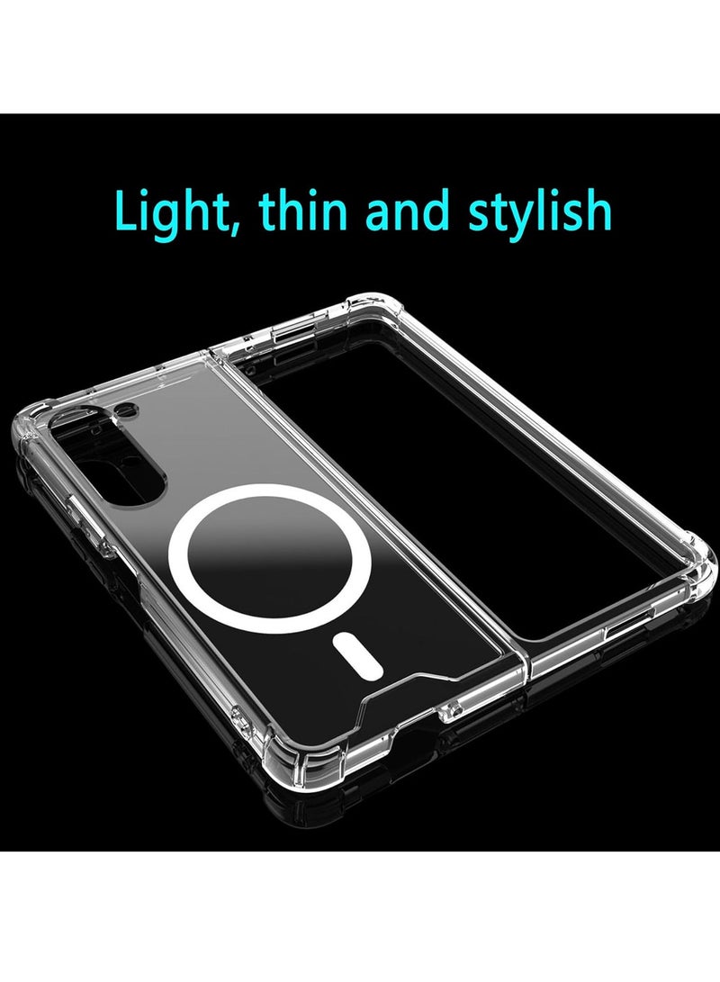 BORTONY Samsung Z Fold 6 Magnetic Case Compatible with MagSafe Crystal Clear Anti Yellowing Shockproof Hard PC Protective Phone Case Cover for Samsung Galaxy Z Fold 6 - Image 5