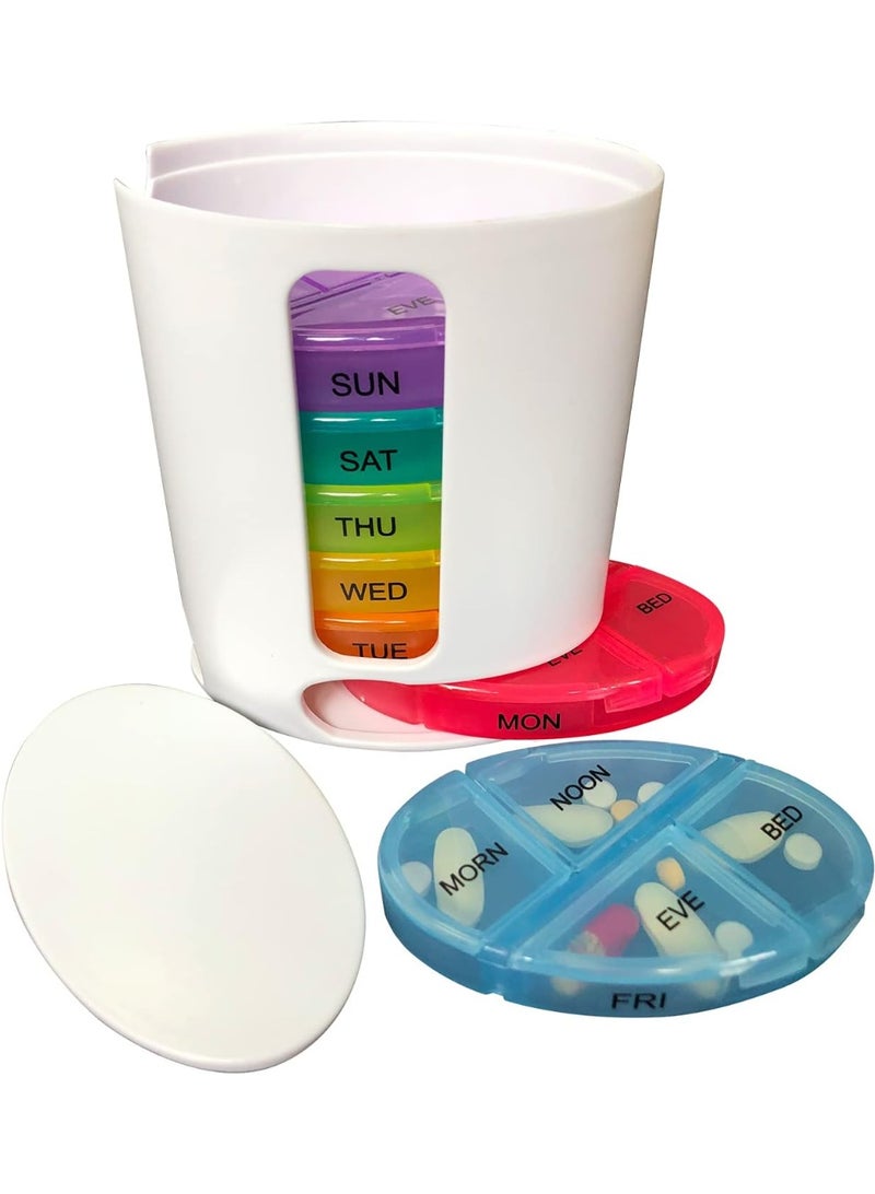 Weekly Pill Organizer 7 Day with 4 Times a Day Compartments – Color Coded Daily Medicine Box AM NOON PM BED – Easy Open Secure Pill Box for Medication, Vitamins & Supplements - Image 2