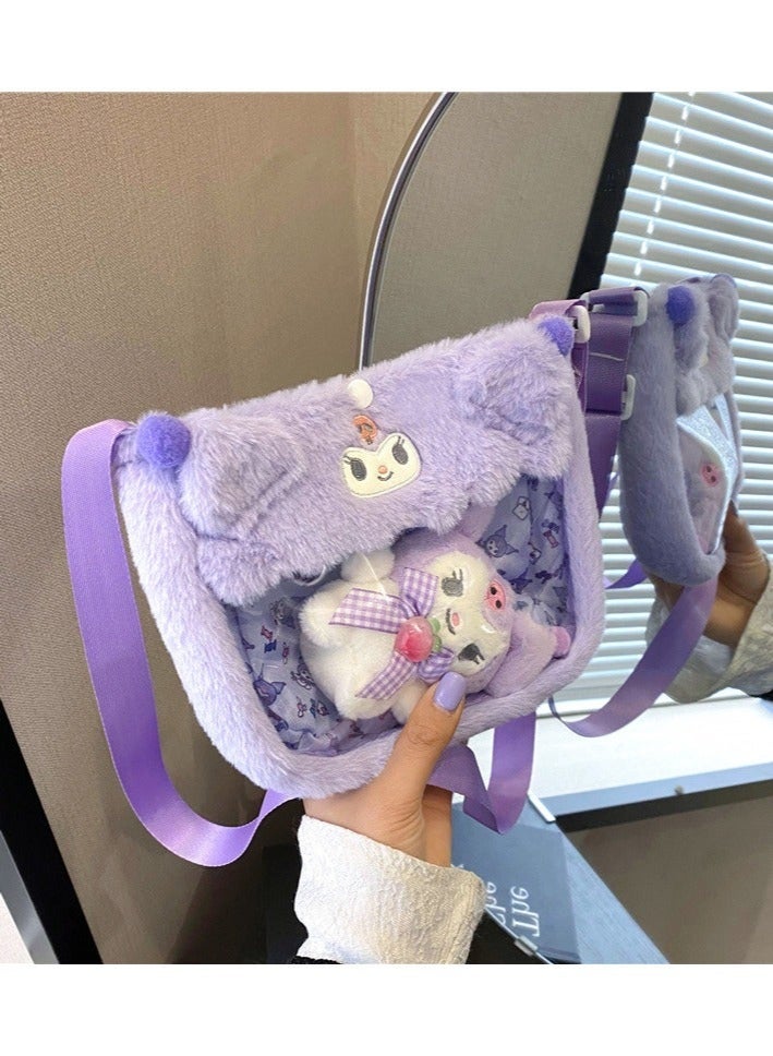 Sanrio Kuromi with Doll Accessories Crossbody Bag Transparent PVC Children's Bag Toy Cartoon bag - Image 1
