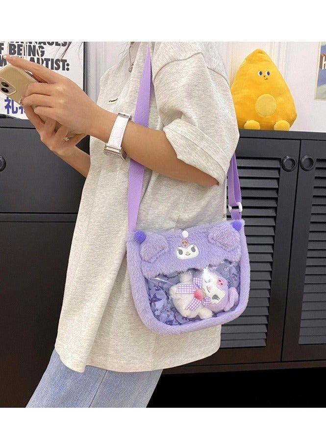Sanrio Kuromi with Doll Accessories Crossbody Bag Transparent PVC Children's Bag Toy Cartoon bag - Image 4