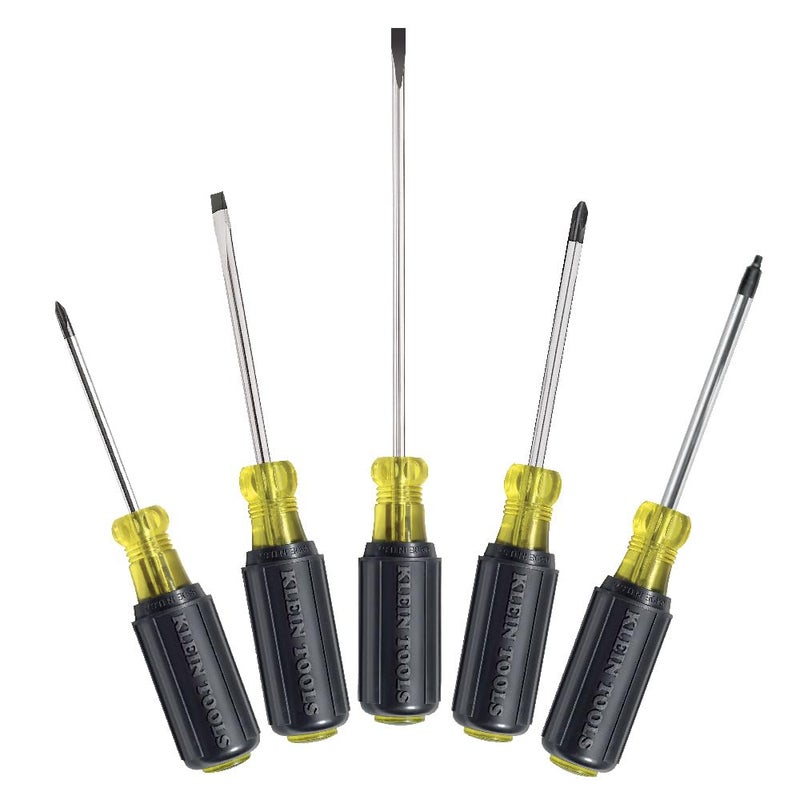 Klein Tools 85445 Screwdriver Set Made in USA Slotted Phillips and Square Tip Drivers NonSlip Cushion Grip 5Piece - Image 2