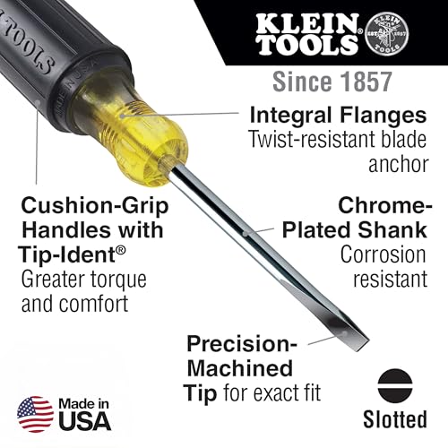 Klein Tools 85445 Screwdriver Set Made in USA Slotted Phillips and Square Tip Drivers NonSlip Cushion Grip 5Piece - Image 3