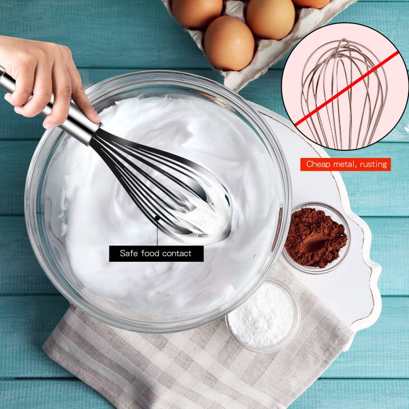 TEEVEA Silicone Whisk Set of 3 Non Scratch Non Stick Silicone Coated Stainless Steel Wire Whisks Heat Resistant 480Â°F Kitchen Wisk for Cooking Blending Whisking Tool Black - Image 5